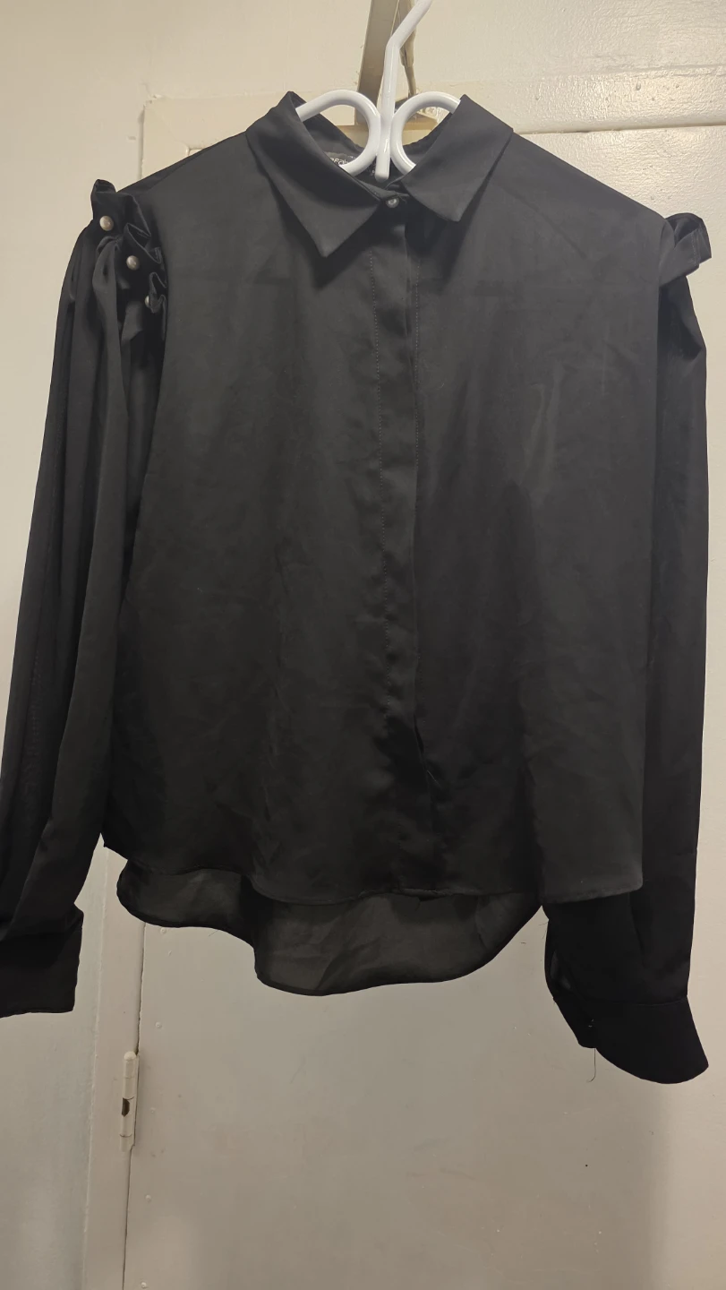 Black Pearl Embellished Button-Up Shirt - photo 3