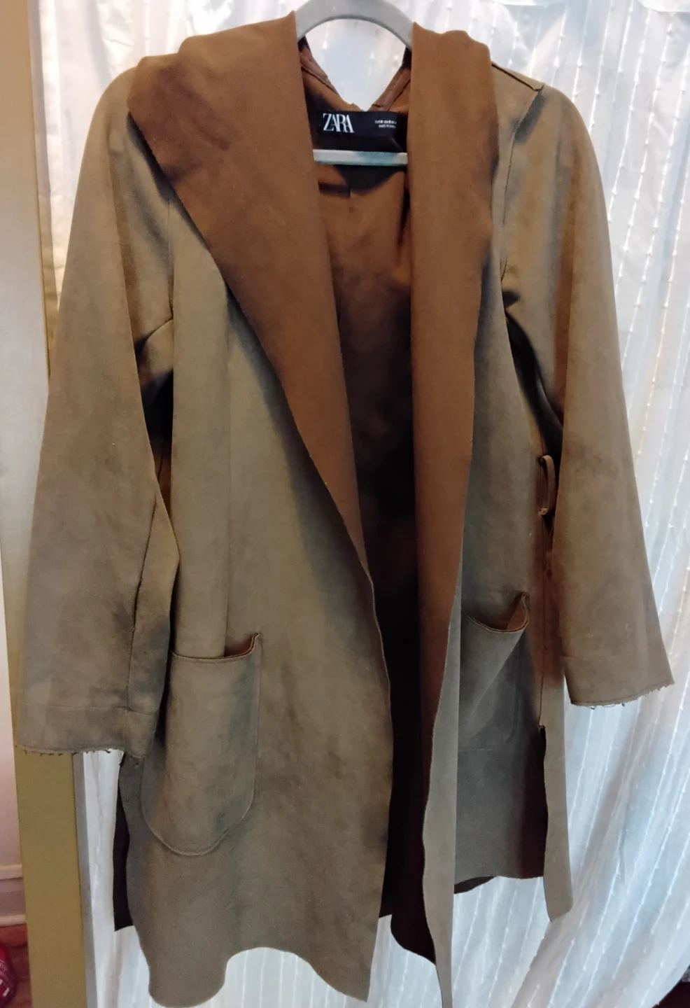 ZARA Women's Brown Hooded Duster Jacket - Size M