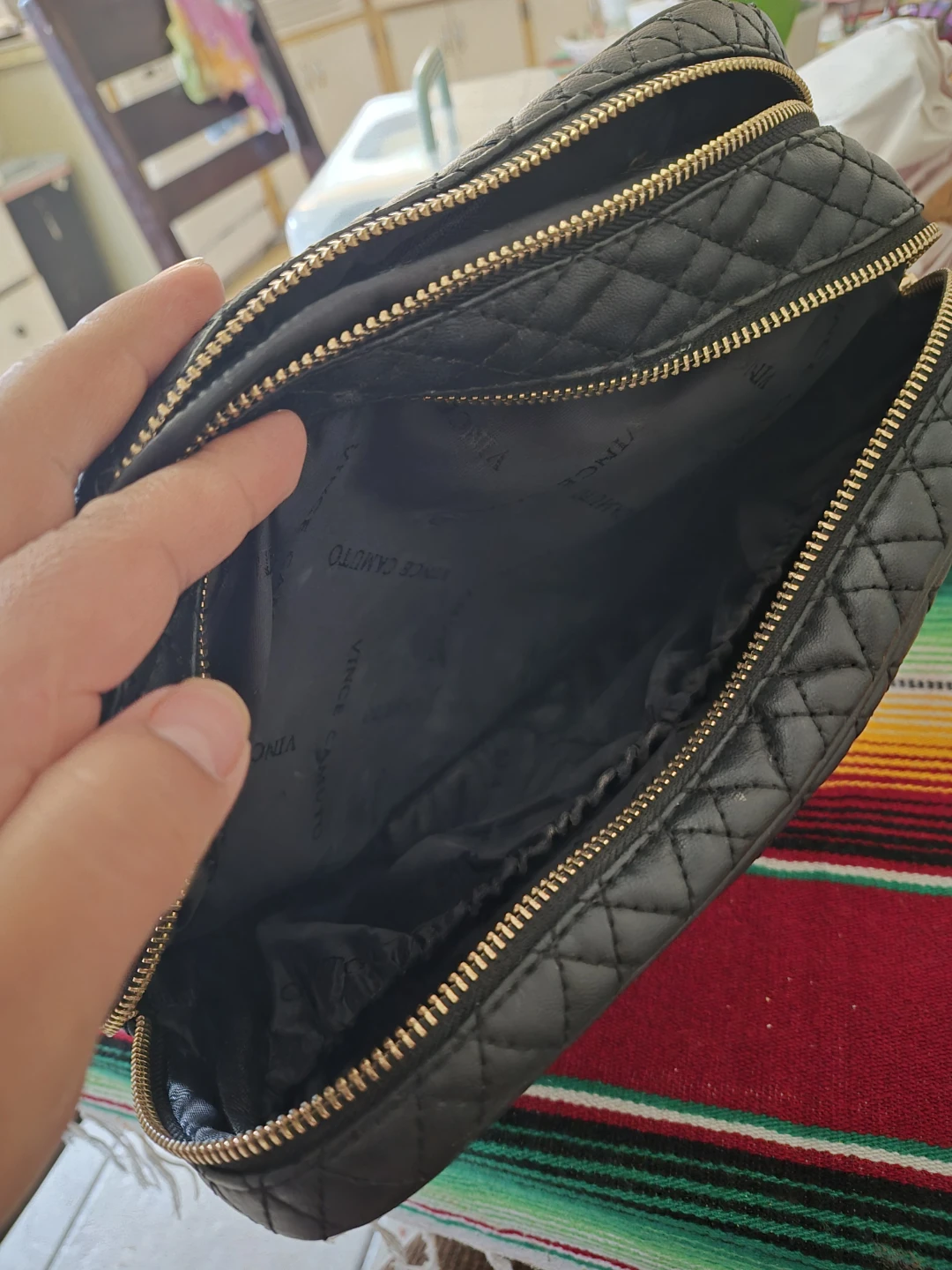 Vince Camuto Quilted Black Faux Leather Cosmetic Bag - photo 3