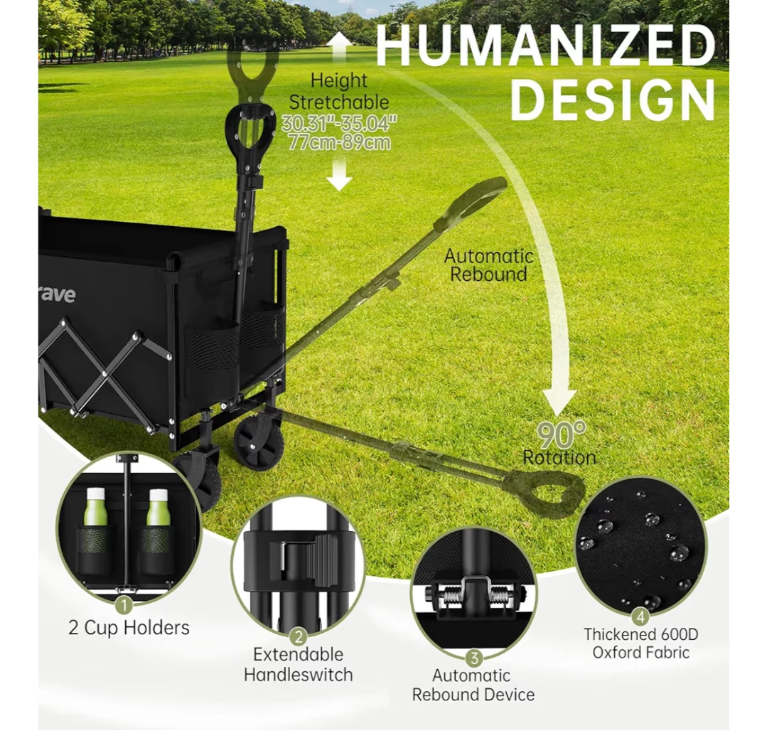 Folding Wagon Cart - Black - photo 5