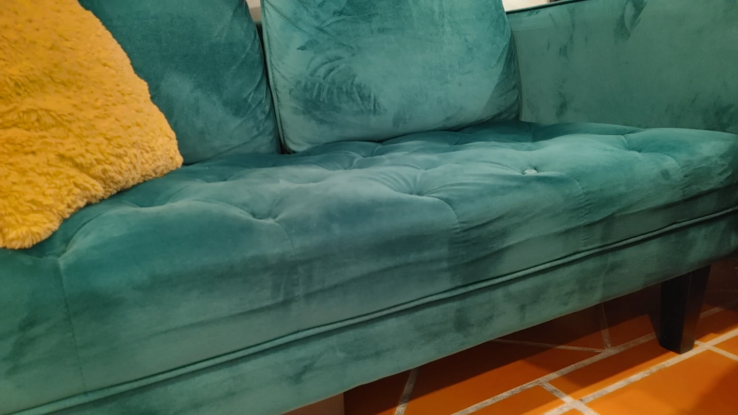 Emerald Green Velvet Tufted Sofa with Chaise - photo 3