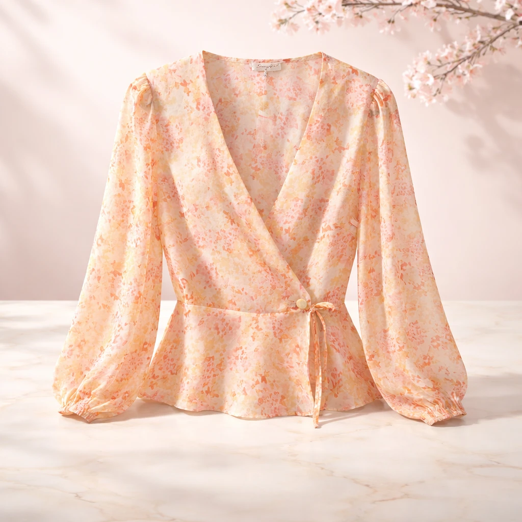 Emory Park Floral Wrap Blouse - Medium - photo 2