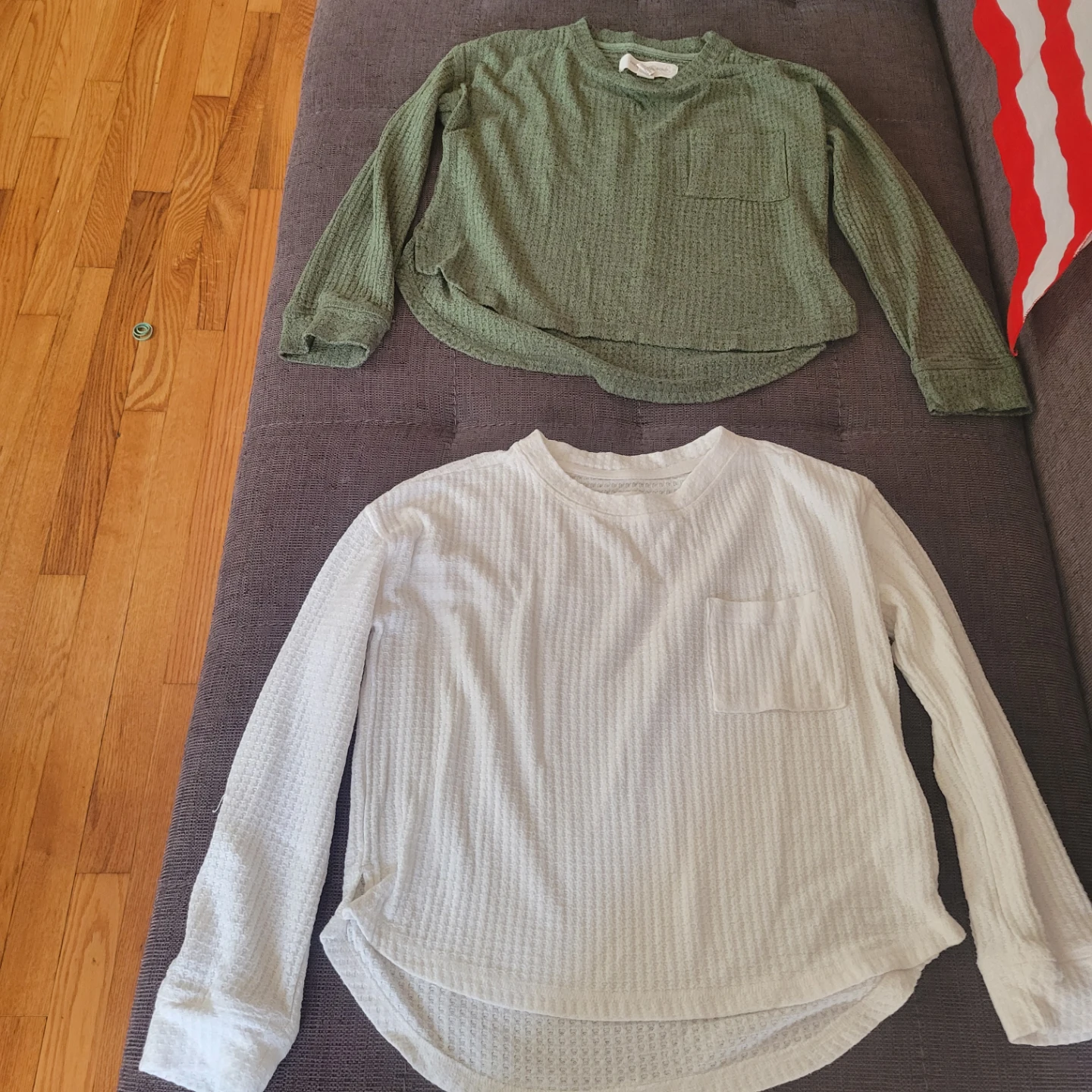Treasure & Bond Waffle Knit Pocket Long Sleeve Top