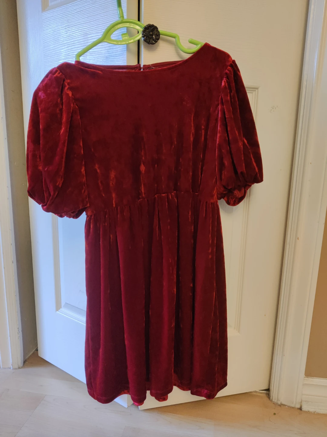 H&M Red Velvet Puff Sleeve Dress(no.1) - photo 2
