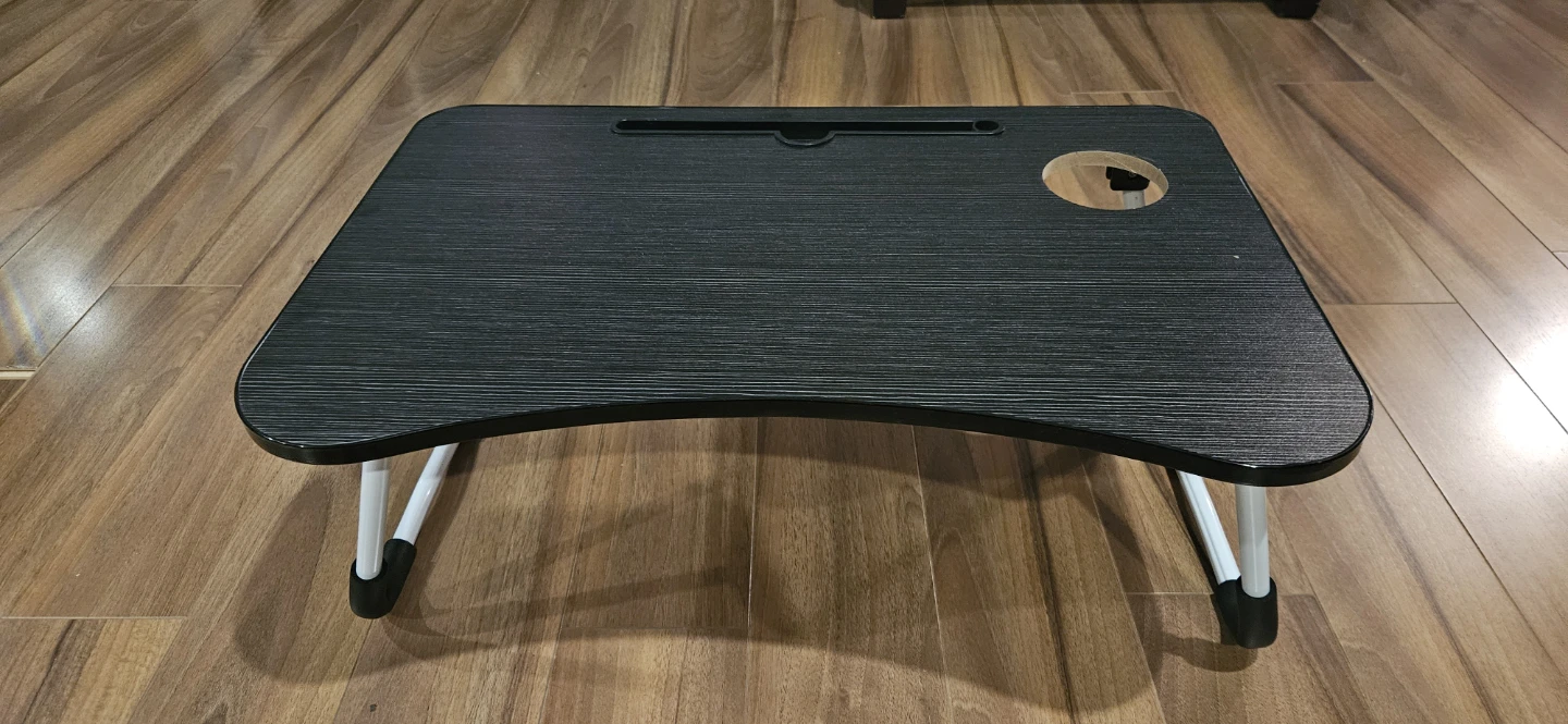 Black Portable Laptop Desk with Cup Holder and Tablet Slot