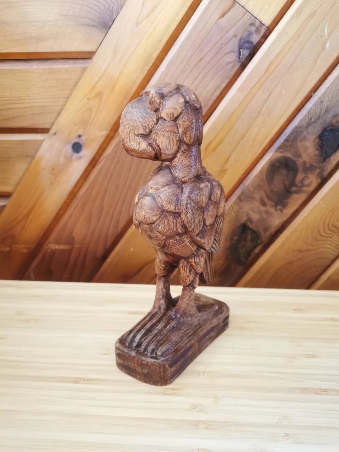 Vintage Hand Carved Wooden Owl Sculpture - photo 2