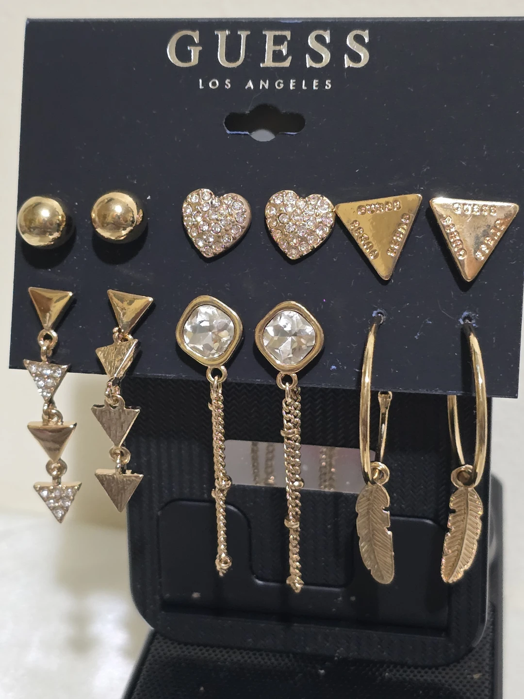 GUESS Gold-Tone Earring Set - 6 Pairs with Crystals - photo 2