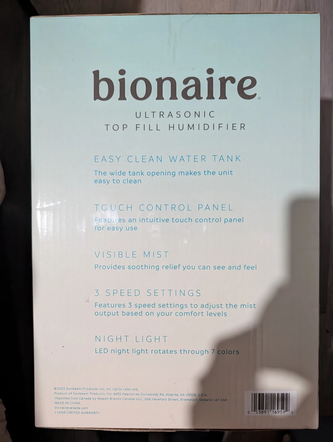 Bionaire Ultrasonic Top Fill Humidifier - photo 2