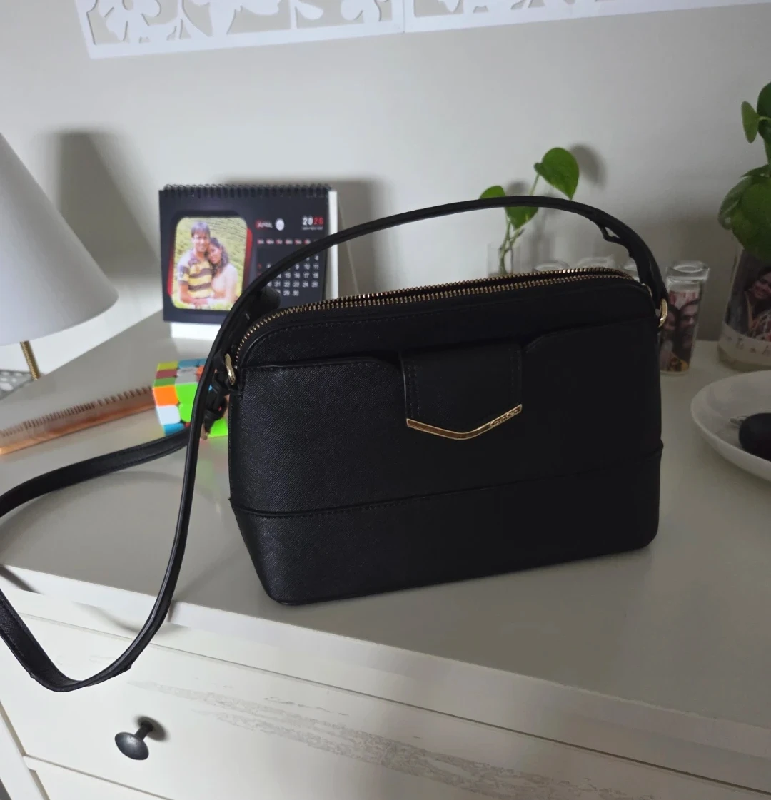 Calvin Klein Black Pebble Leather Crossbody Bag