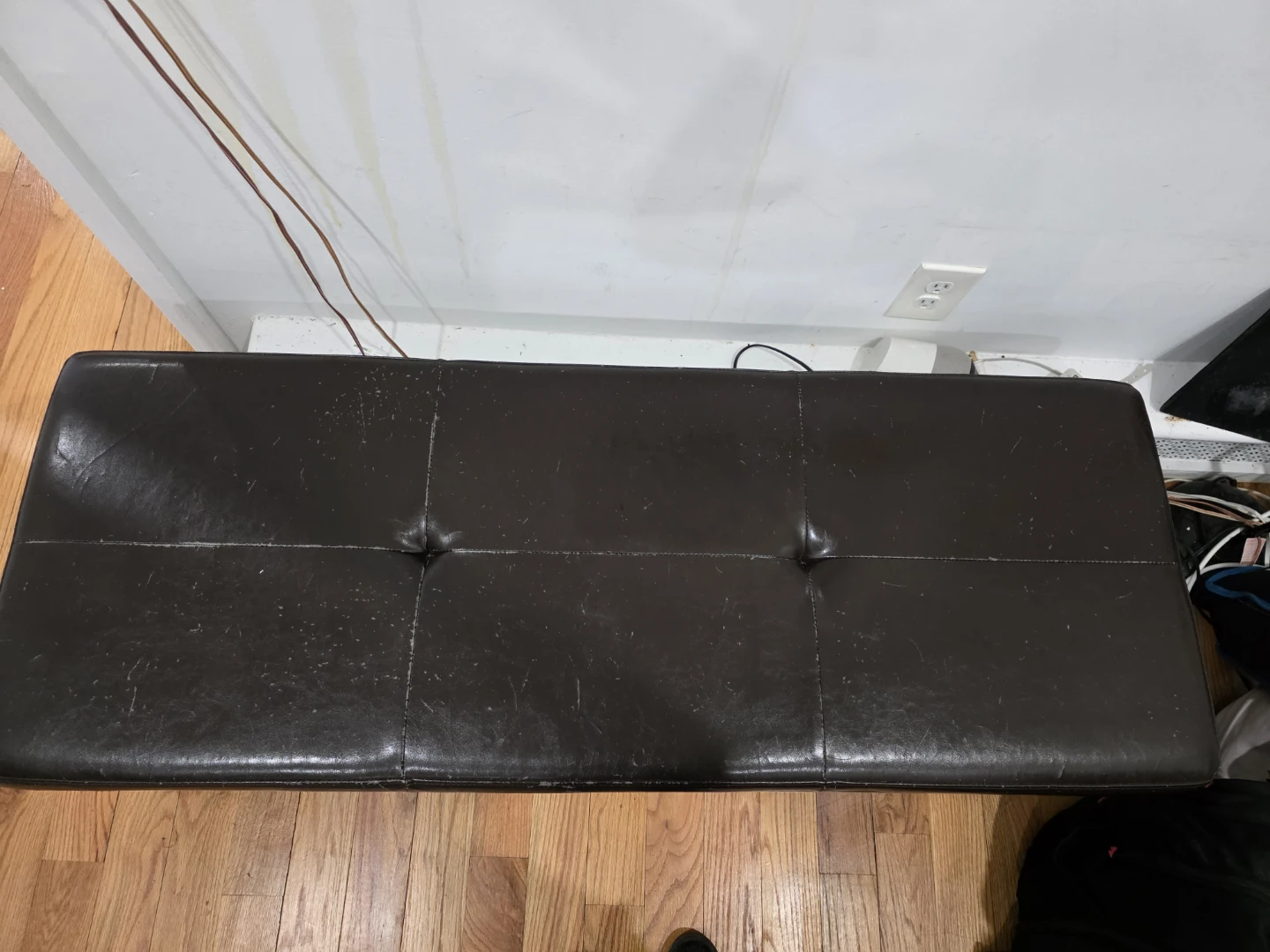 Dark Brown Faux Leather Storage Ottoman Bench