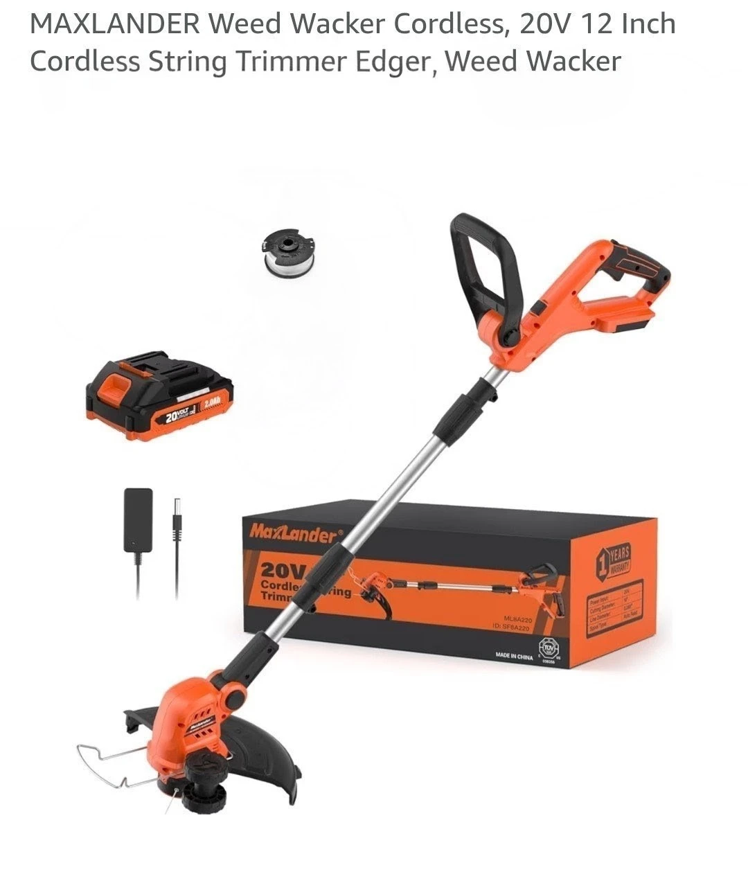 Maxlander 20V Cordless String Trimmer 12 Inch