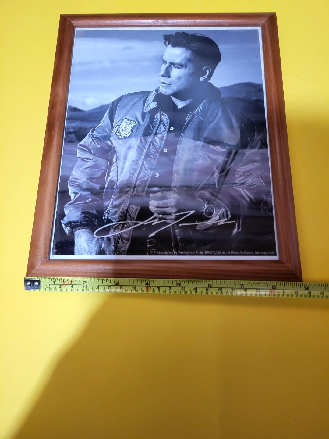 Framed John Travolta "Top Gun" Style Photo with Signature - photo 3