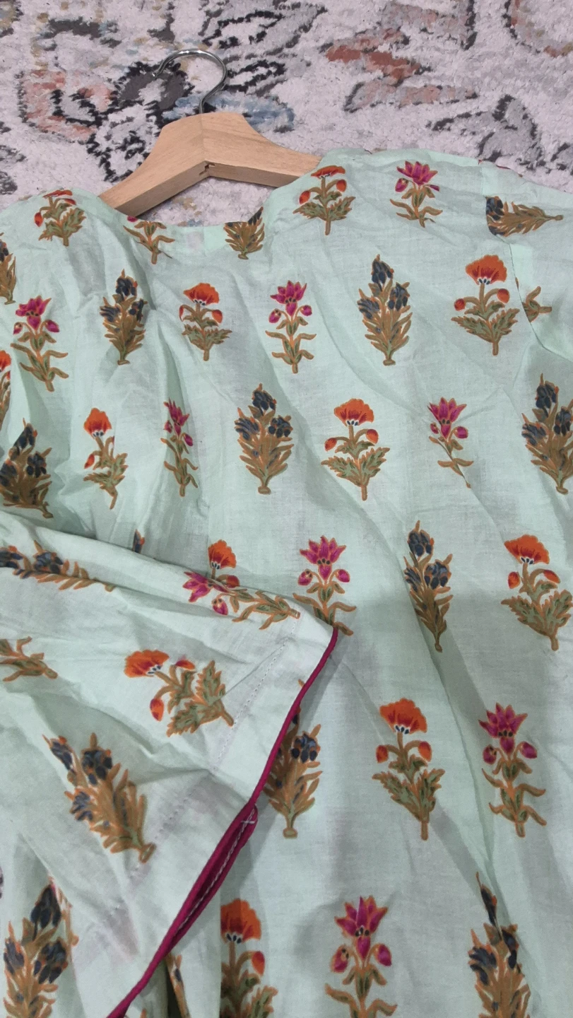 Light Blue Floral Print Kurti - photo 2