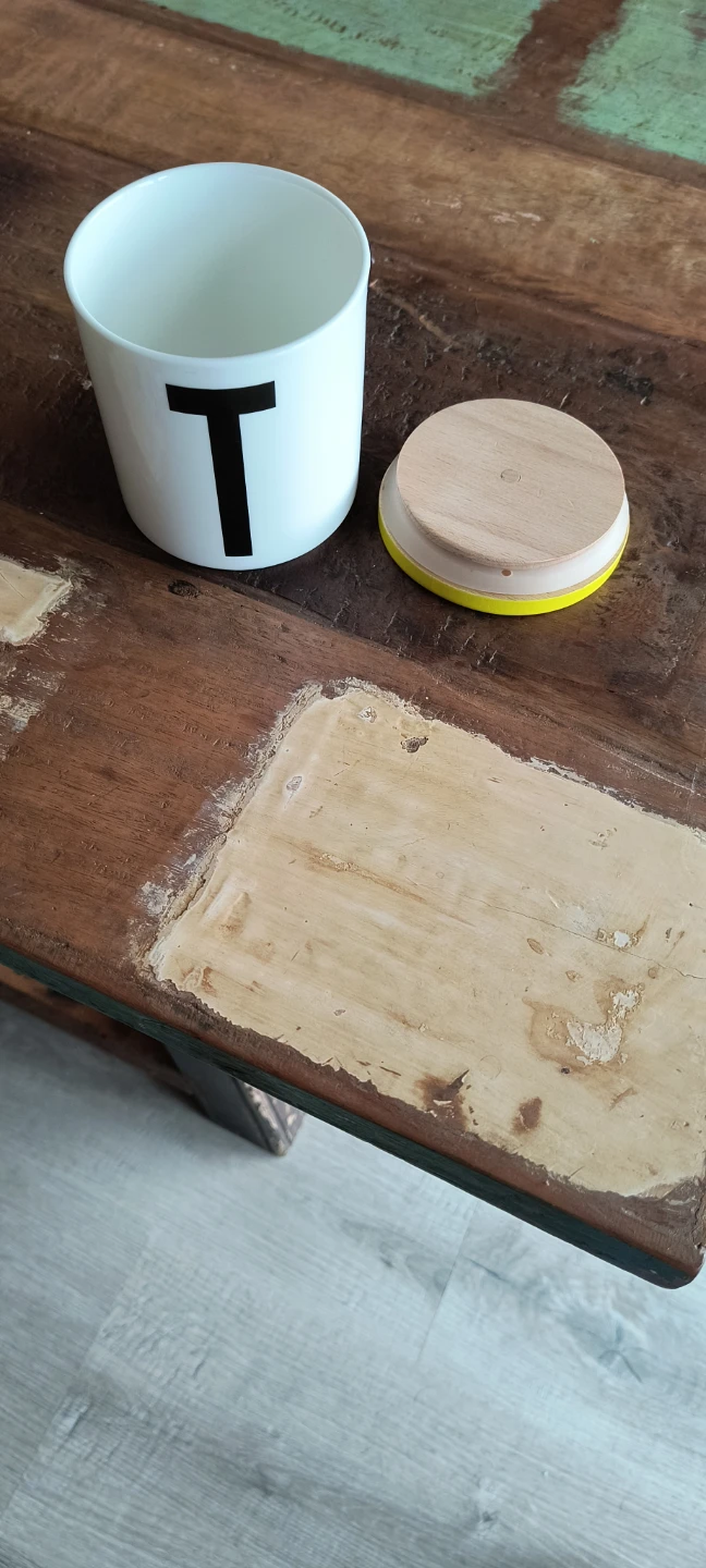 White canister with "T" and yellow lid - photo 3