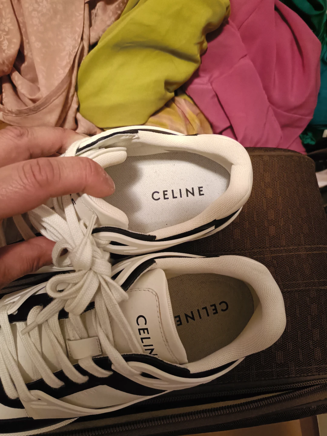 CELINE White and Black Leather Sneakers - photo 3