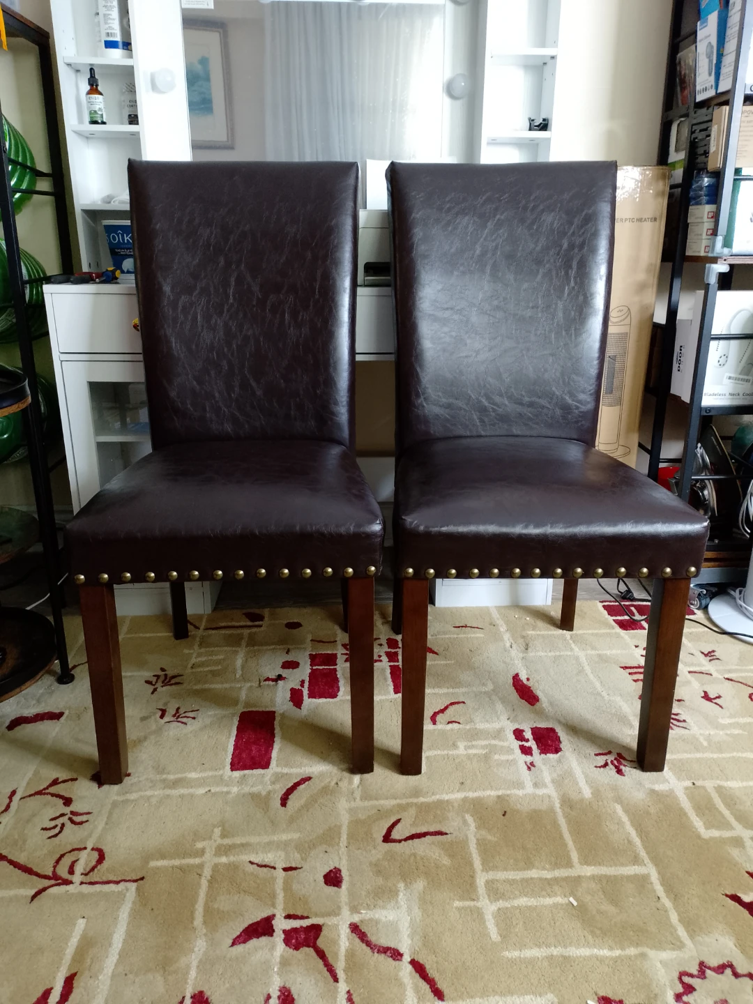 2 Dark Brown  Chairs with Nailhead Trim