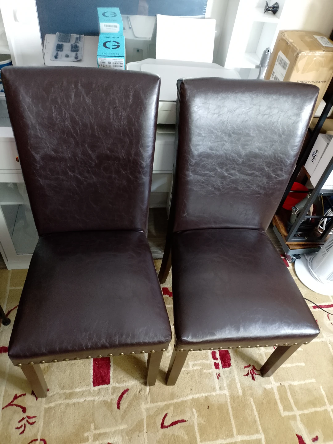 2 Dark Brown  Chairs with Nailhead Trim - photo 2