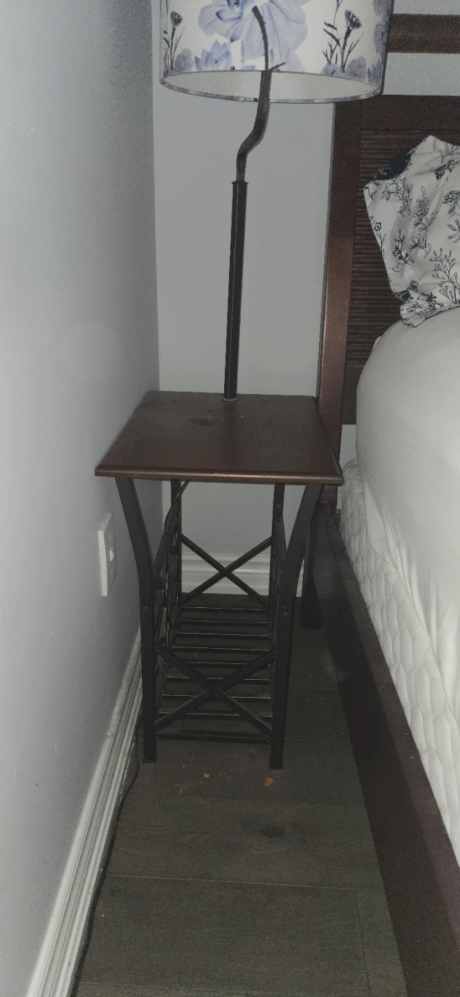 2-Wood and Metal Nightstand with Magazine Rack