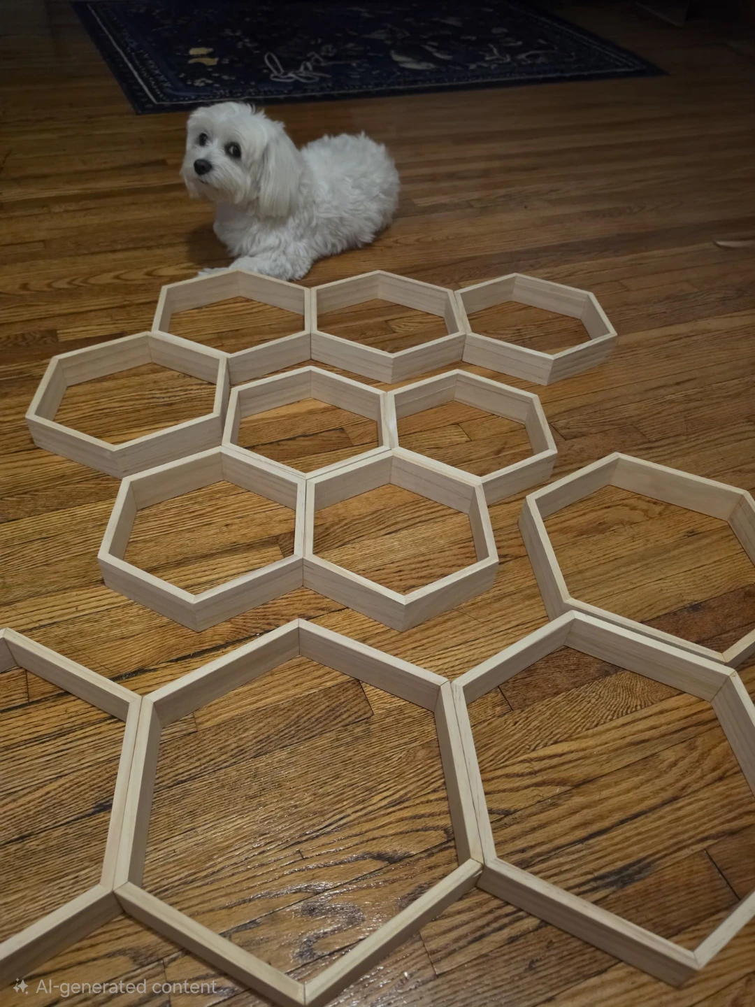 Set of 12 Hexagon (Honeycomb) Wood Shelves - photo 2