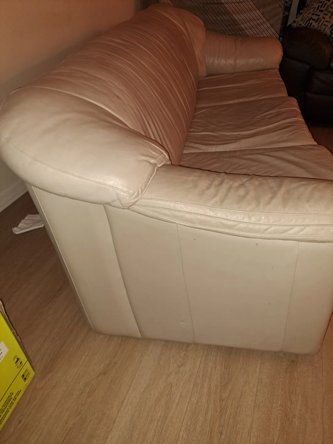 Cream Leather Sofa