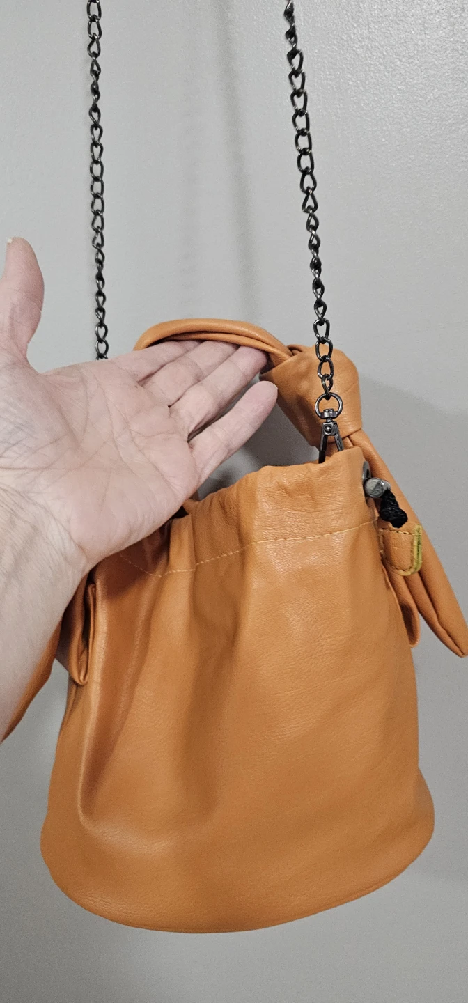 Orange Faux Leather Knot Handle Bucket BagHello. 🌱 - photo 3