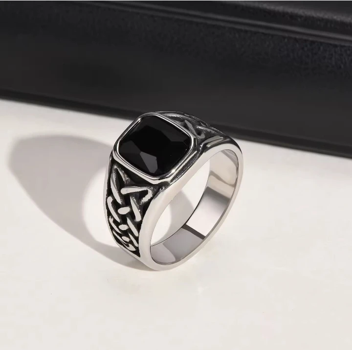 Men's Silver and Black Onyx Signet Ring