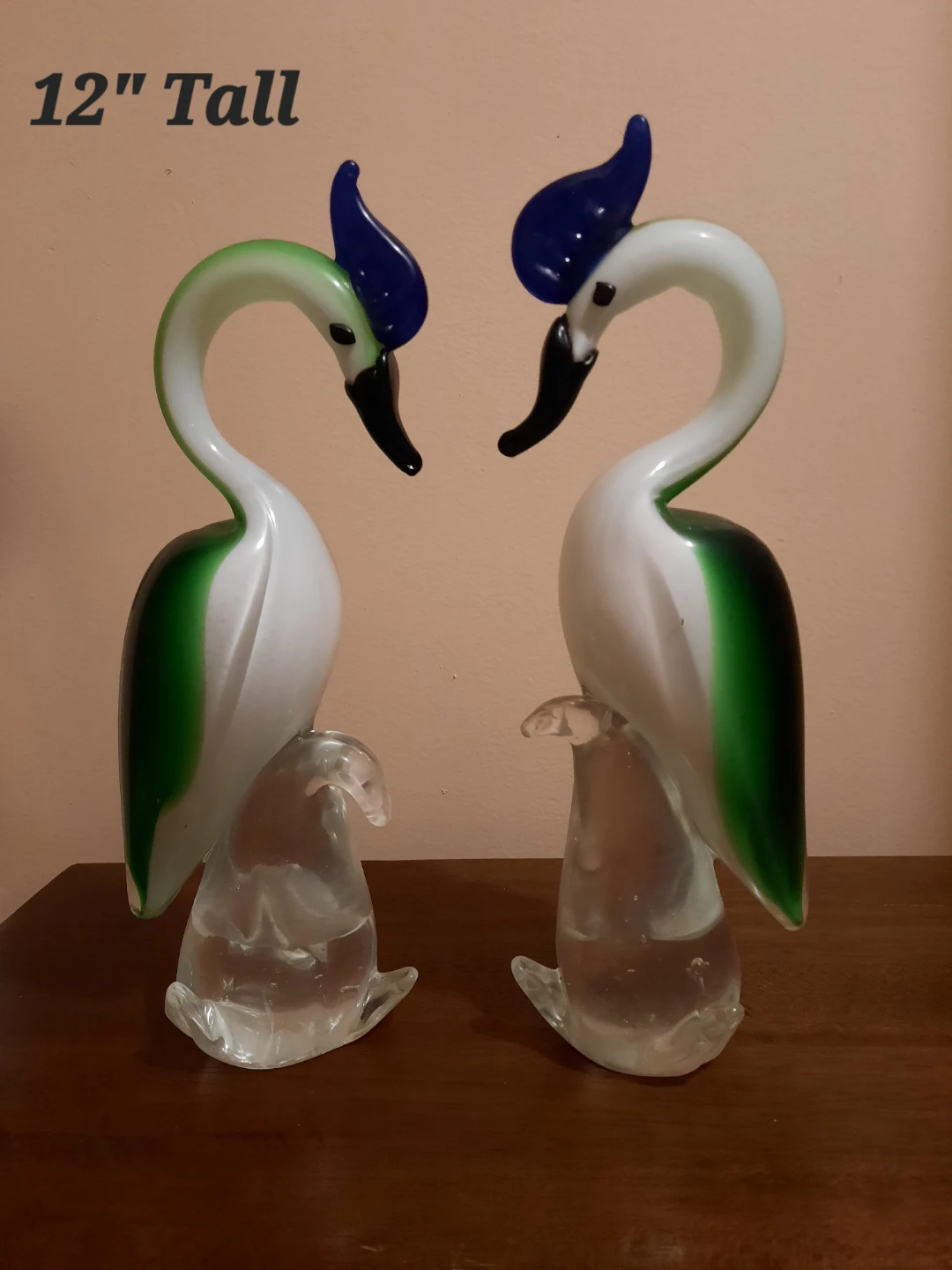 Pair of Large Hand blown Glass Figurines $100 For Both