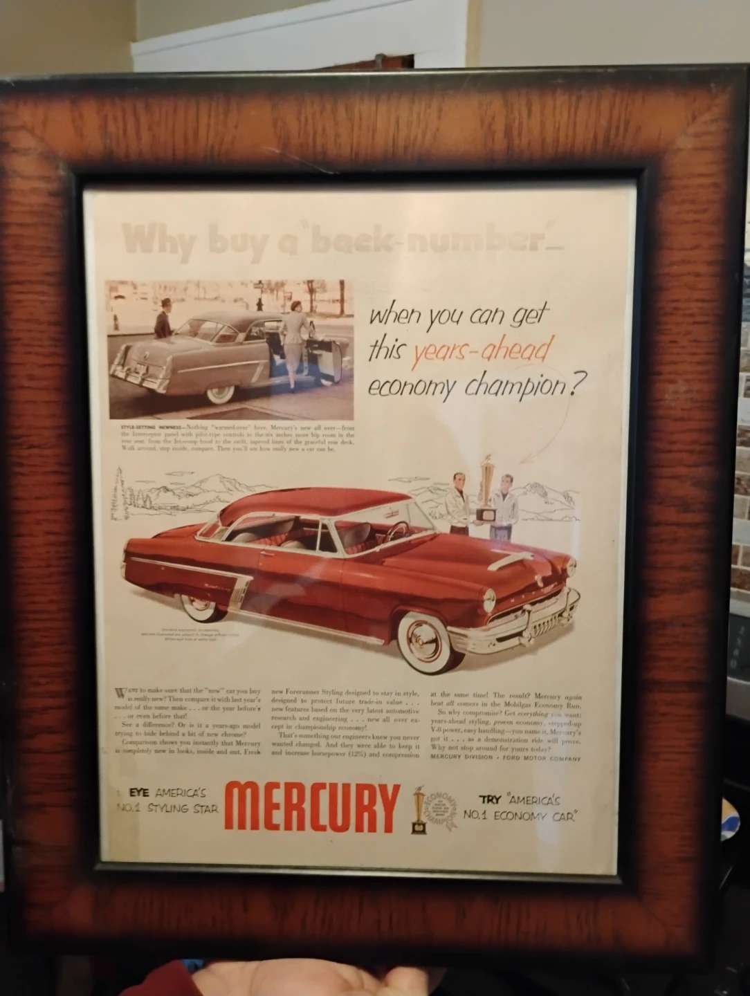 Vintage Mercury "Economy Champion" Framed Print Ad
