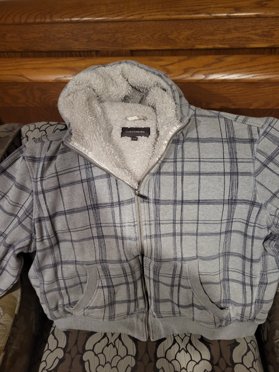 Denver Hayes Sherpa Lined Plaid Hoodie Jacket 2XL
