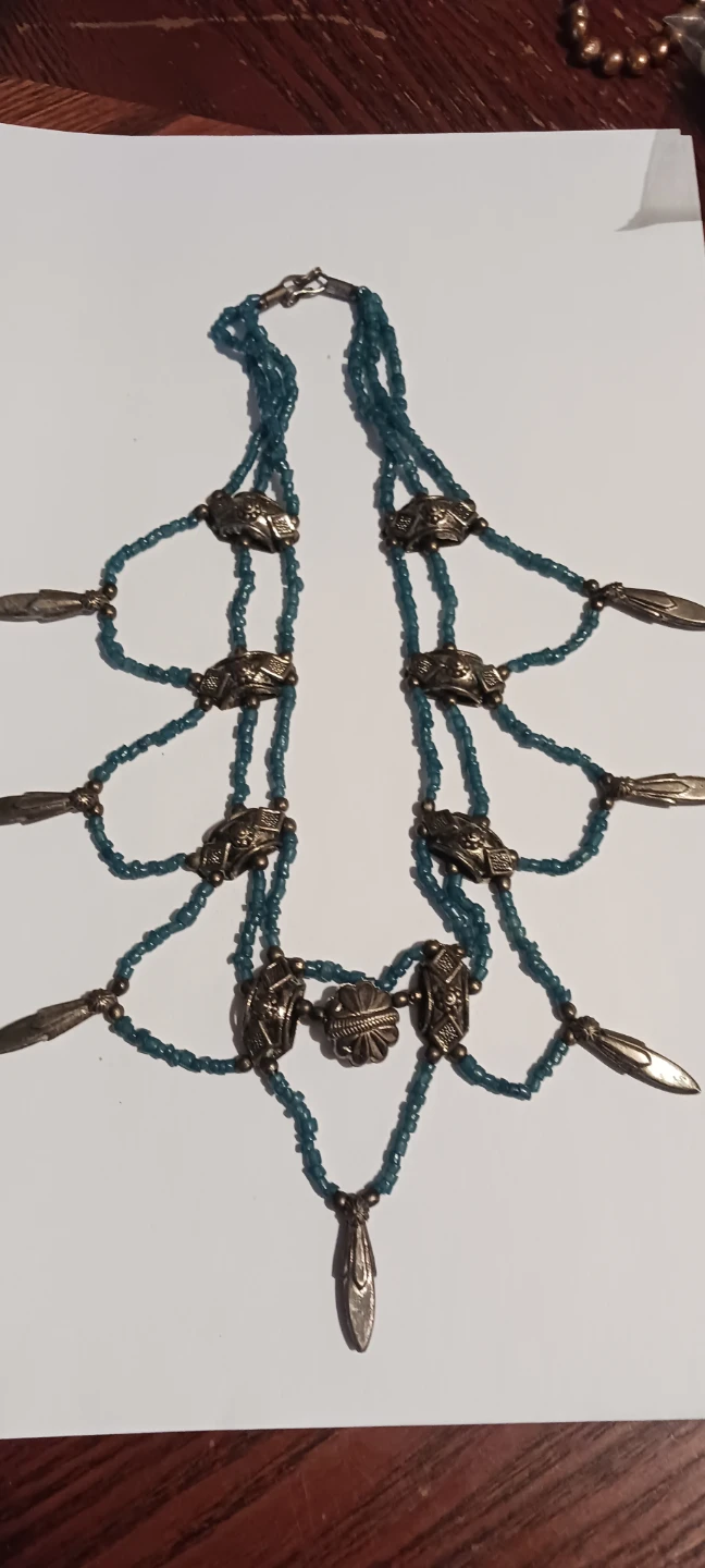 Gorgeous Ethnic Tribal Spider Web  Beaded Necklace