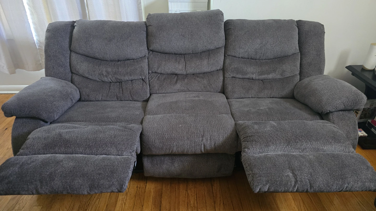 Gray Reclining Sofa - 3 Seater