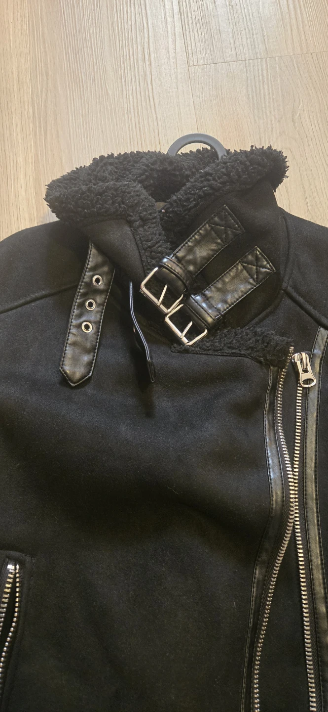 Black Faux Suede Sherpa Jacket - photo 4