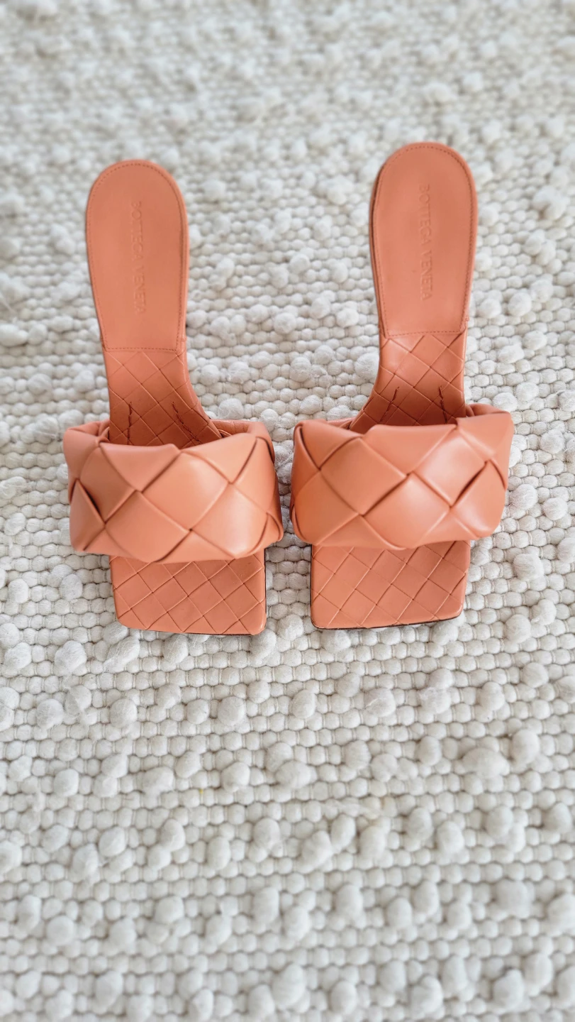 BOTTEGA VENETA Woven Leather Slides - Coral - photo 4