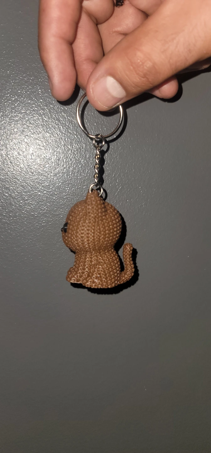 cute knitted Brown Kitten Keychain - photo 3
