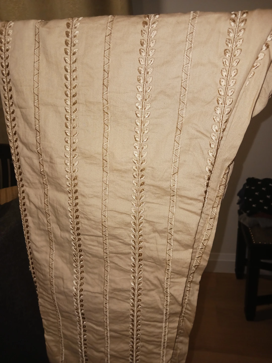 Beige Embroidered Pants cotton