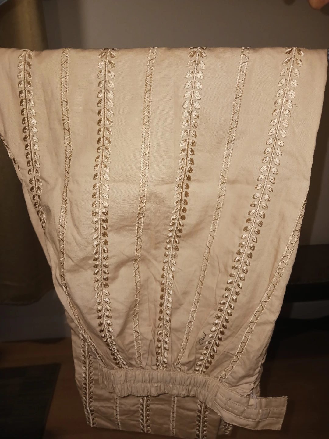 Beige Embroidered Pants cotton - photo 3