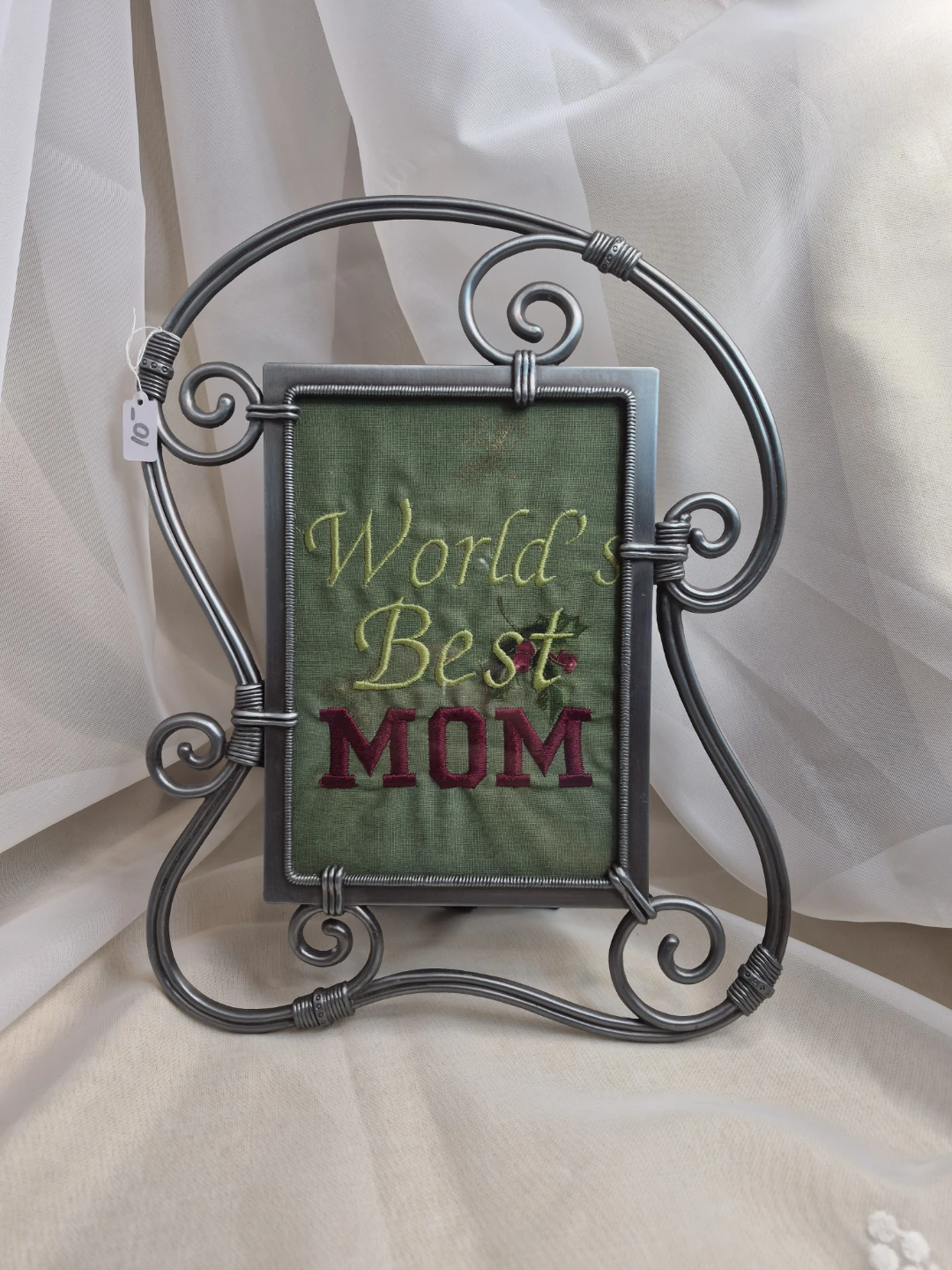 World'a Best Mom Framed Embroidered 5x7 Wall Table Decor