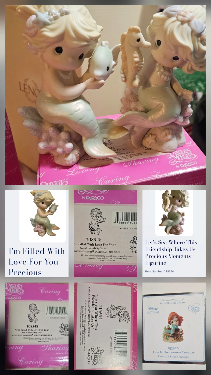 🌱3 pc  Precious Moments Disney "Love Is Treasure" Figurines