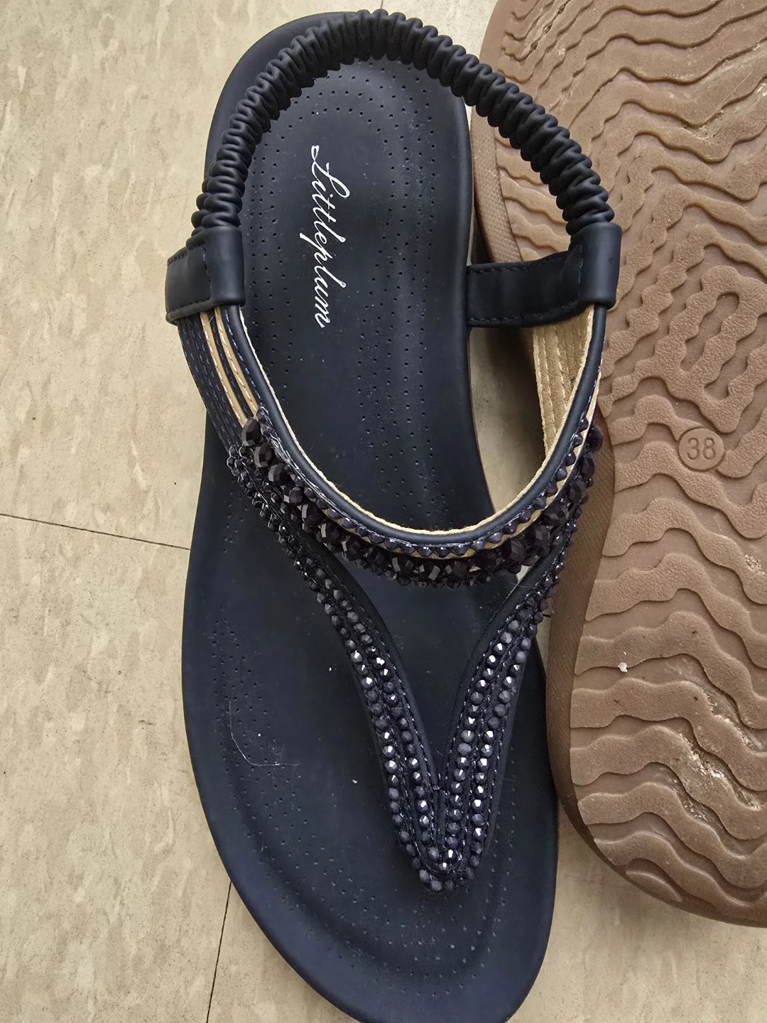 Littleplum Women's Embellished Thong Sandals - Size 38 - photo 3