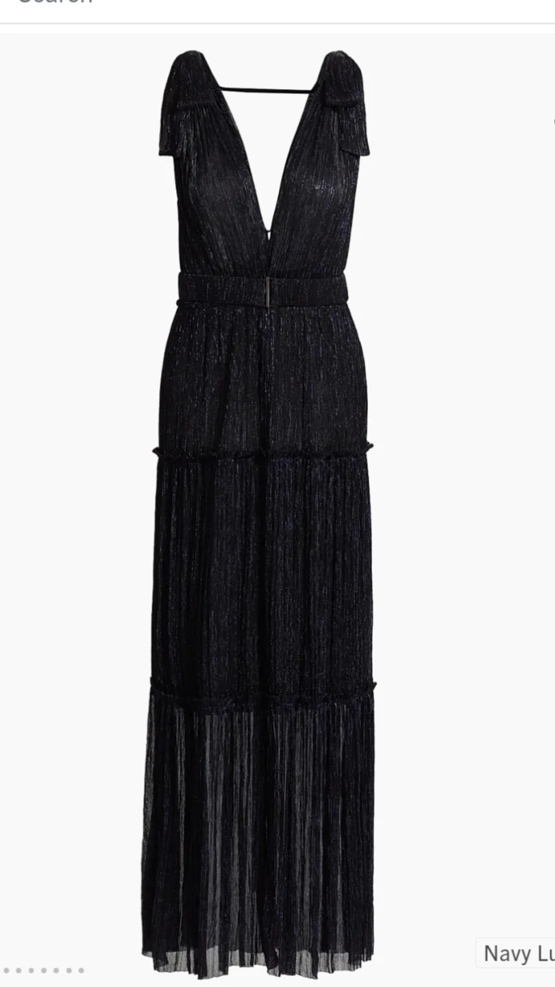 Black Metallic Tiered Maxi Dress with Belt - photo 2
