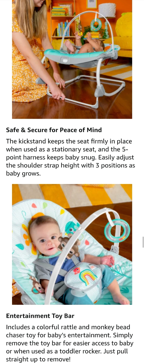 Bright Starts Wild Vibes Vibrating Infant to Toddler Rocker 🤩👶🎶 - photo 5
