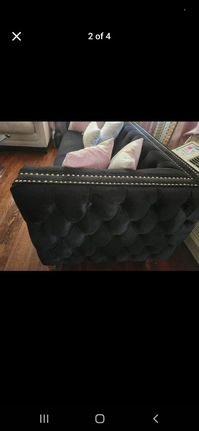 Black Tufted Chesterfield Sofa with Studded Accents - photo 2