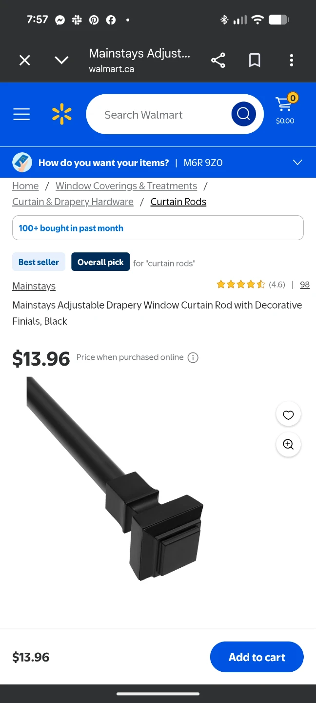 Mainstays Adjustable Drapery Window Curtain Rod - photo 2