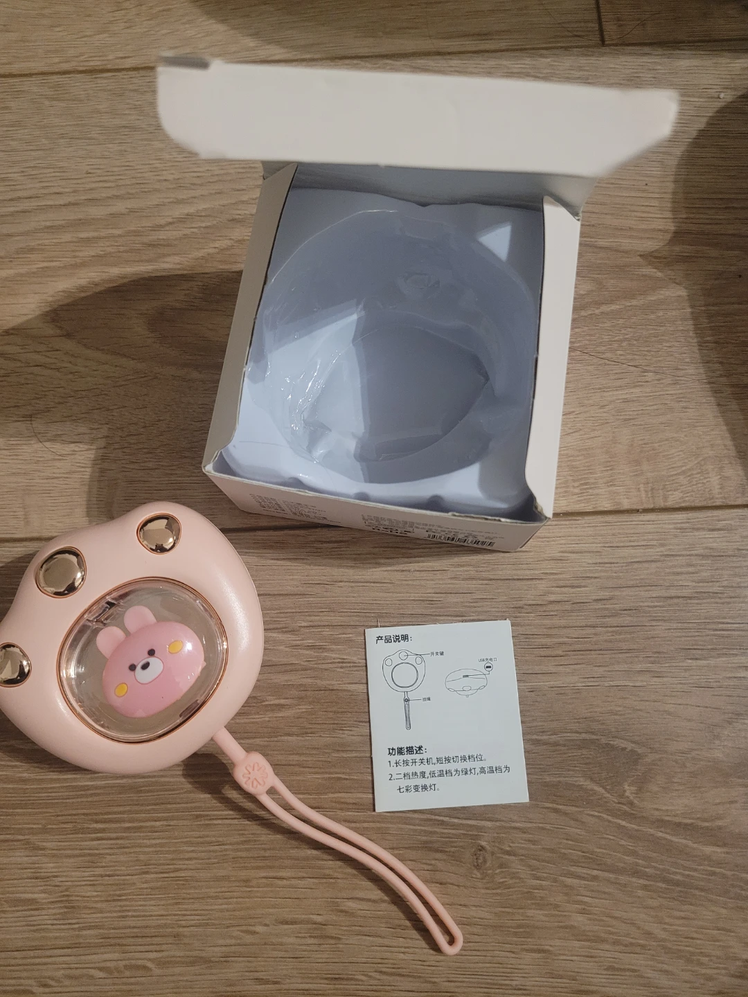 Pink Paw Shaped Hand Warmer with Cartoon Bear