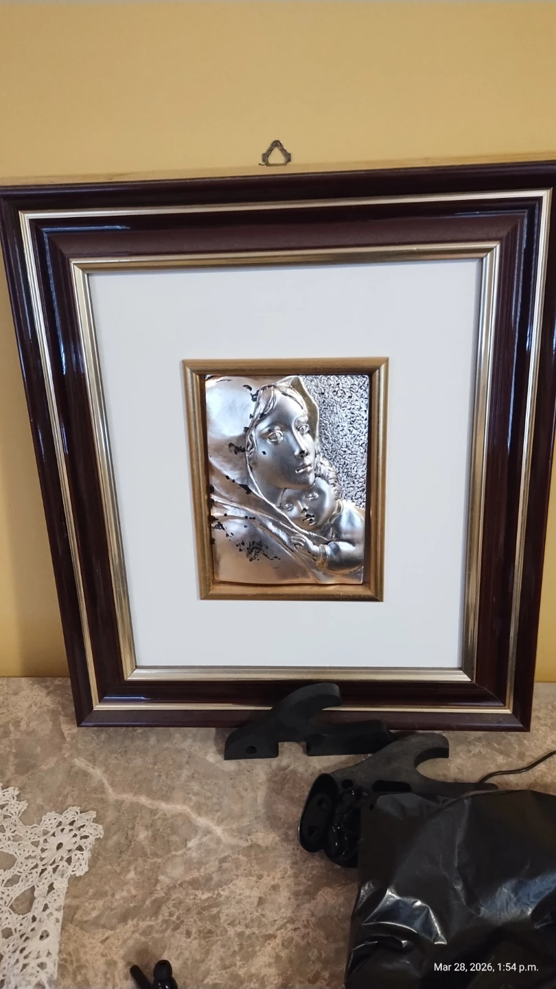 Framed Metal Art of Madonna and Child