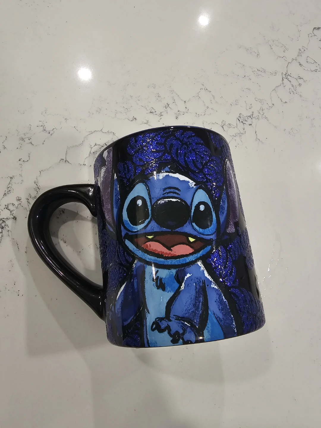 Disney Glitter Stitch Ceramic Mug 14 Oz