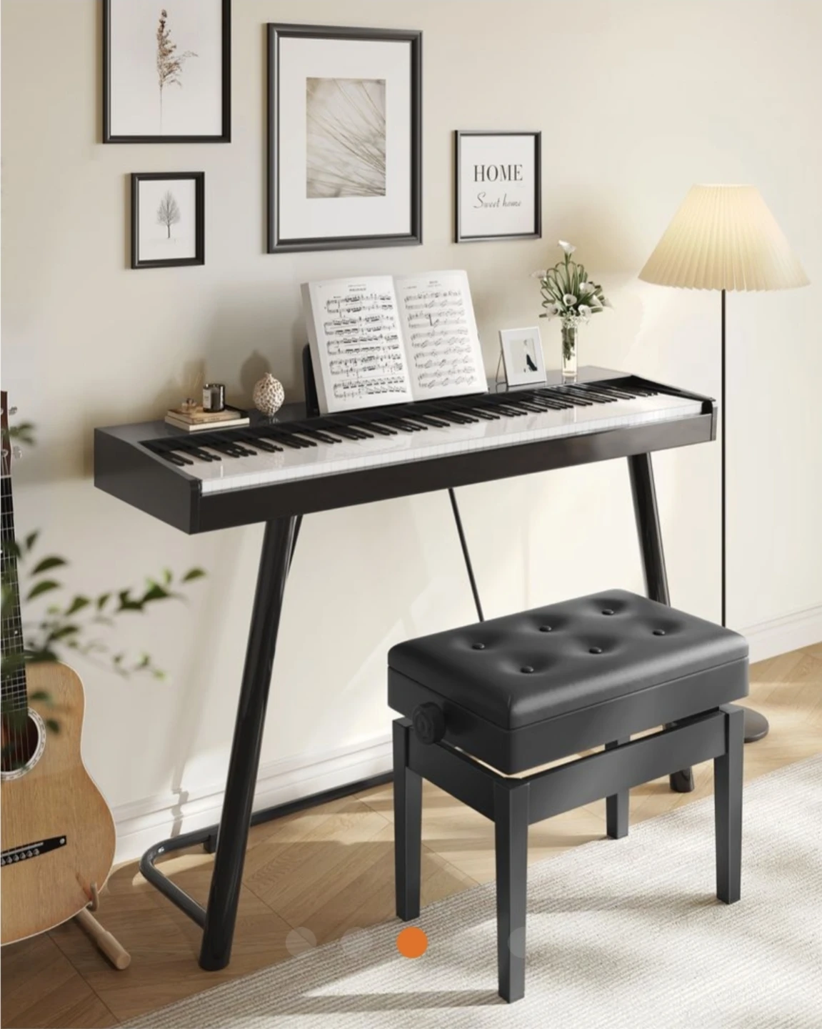 Songmics Black Padded Piano Bench with Storage - photo 5