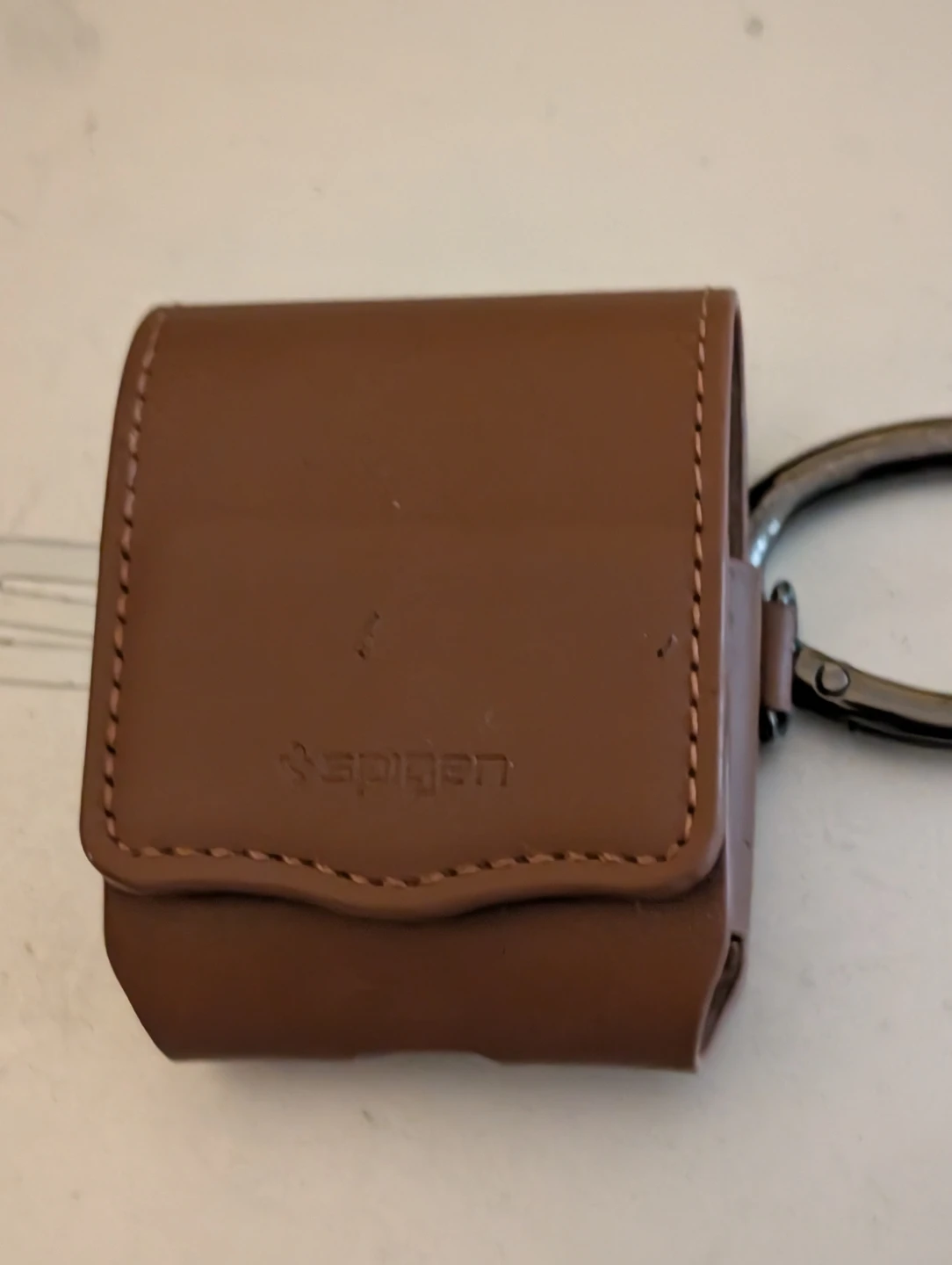 Apple AirPods 2nd Gen Case with Spigen Brown Leather Cover - photo 3