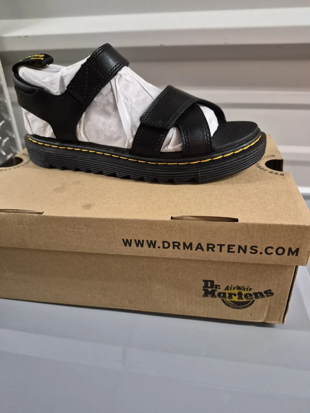 Dr. Martens Vossie Y Black Leather Strap Sandals
