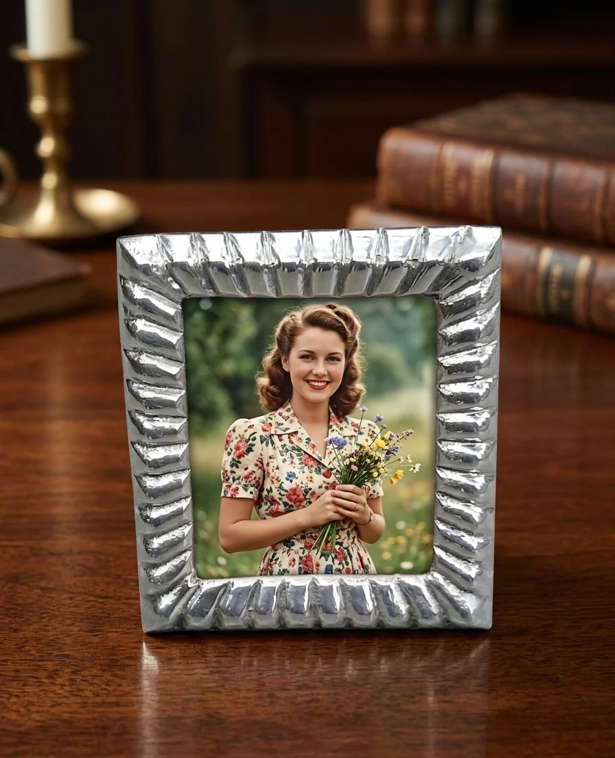 Silver Textured Photo Frame